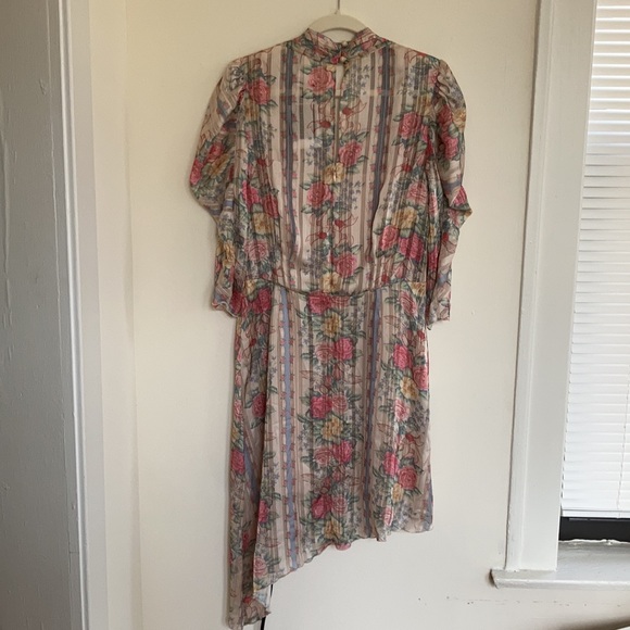 NWT Anna Sui Womens Dress Sz 12  Sheer Whimsy Floral Cottagecore Coquette Pastel - Picture 13 of 16